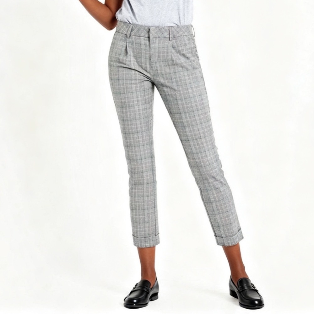 Reiko Larson Fancy Plaid Pants Trousers Crop Career Business Preppy Office sz 26